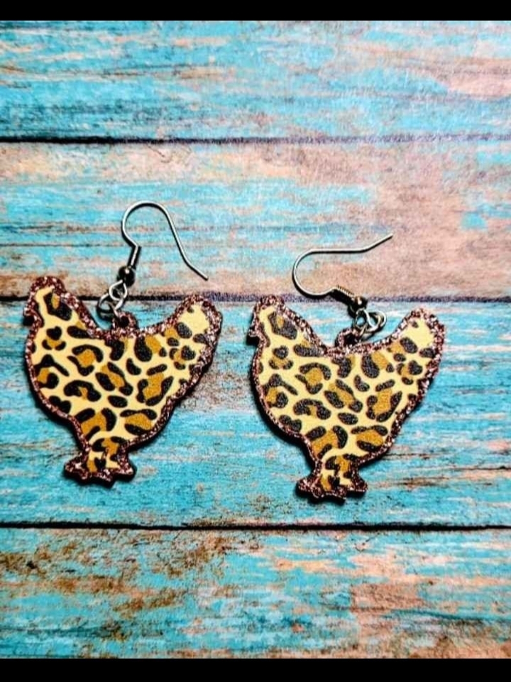 Leopard Chicken Dangle Earrings - Yellow